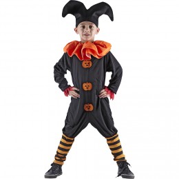 Déguisement enfant Halloween bouffon noir et orange 4/6 ans