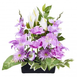 Jardinière Glaïeuls et Arums - Fleur artificielle - Violet