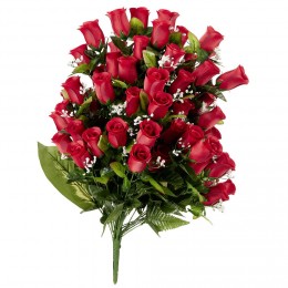 Piquet de rose rouge 72 têtes bouquet fleur artificielle Ø40xH67cm