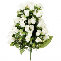 Piquet de rose blanche 72 têtes bouquet fleur artificielle Ø40xH67cm