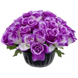 Boule rose violette artificielle en pot Ø35xH25cm