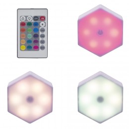 Lampe LED adhésive forme hexagone x3