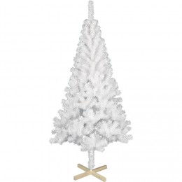 Sapin artificiel blanc 400 branches pied bois H.180 cm