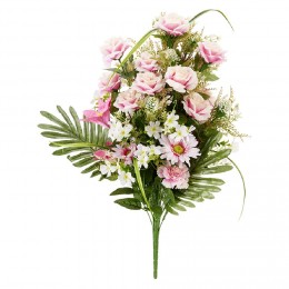 Piquet gerbera et rose bouquet fleur artificielle H80cm