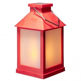 Lanterne solaire rouge 12 LED blanc chaud à poser ou suspendre H20 cm