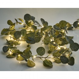 Guirlande lumineuse petites feuilles vertes 30 LED blanc chaud L.2,8 m
