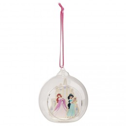 Boule de Noël en verre Disney Princesses Ariel et Jasmine Ø8cm