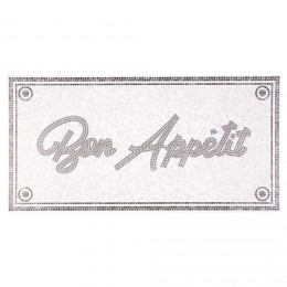 Tapis de cuisine vinyle imprimé Bon appétit gris et blanc 100x49,5cm