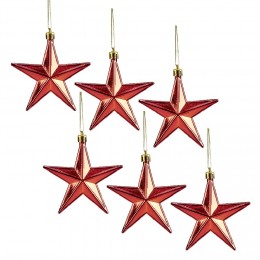 Décoration de Noël étoile à suspendre rouge x6