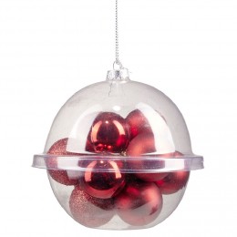 Petite boule de Noël polystyrène rouge Ø3cm x12