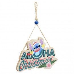 Pancarte Disney Stitch à suspendre Aloha Christmas en bois L16xH25cm