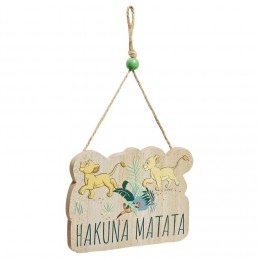Pancarte Disney Roi Lion à suspendre Hakuna Matata en bois L16xH28cm