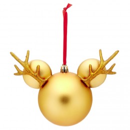 Boule de Noël Disney tête de Mickey en 3D dorée H15,5cm