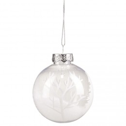 Boule de Noël transparente motif arbre blanc intérieur neige Ø8 cm