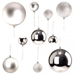 Boule de Noël gris argenté x15