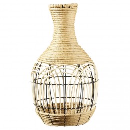 Vase décoratif en métal et rotin tressé Ø23,5xH40cm