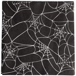 Serviette papier Halloween motif toile d'araignée noire et blanche 33x33cm x20