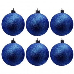 Boule de Noël pailletée bleues Ø6cm x6
