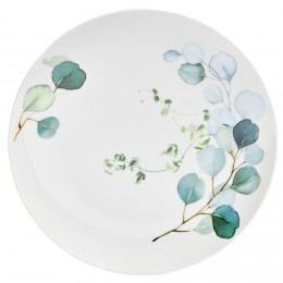 Assiette plate en porcelaine blanc et vert