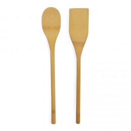 Cuillère et spatule en bambou beige L30cm