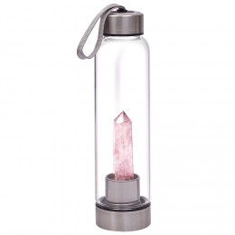 Bouteille en verre quartz rose H.24 cm