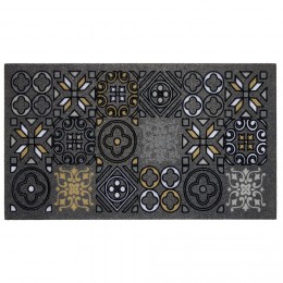 Paillasson rectangulaire noir design carreau de ciment 70x40 cm