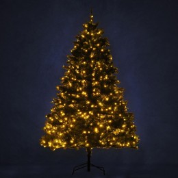 Sapin de Noël artificiel lumineux LED blanc chaud + support pied Ø 127 x 200H cm / Ø 132 x 210H cm vert