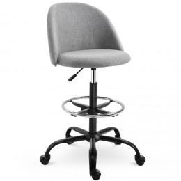 Chaise de bureau assise haute réglable 97,5-119H cm pivotant 360° lin gris