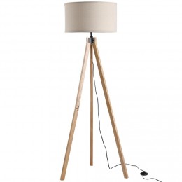 Lampadaire trépied style scandinave 40 W max. dim. 45L x 45l x 152H cm bois de pin lin beige