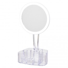 Miroir à LED avec rangement transparent