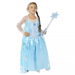 Déguisement Princesse des glaces robe bleu et argenté 4/6 ans