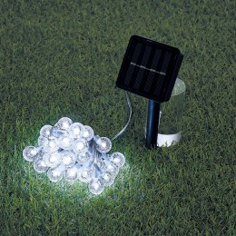 Guirlande solaire boule lumineuse 30 LEDs blanc froid 5,8 m