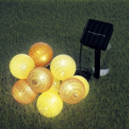 Guirlande boule solaire 10 LEDs blanc chaud 2,7 m