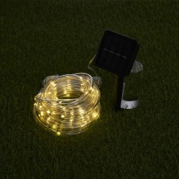 Guirlande solaire tube 60 LEDs blanc chaud L10M