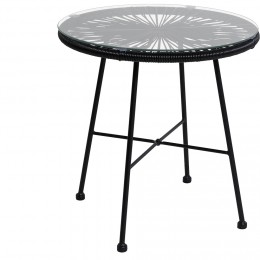 Table basse de jardin Urban ronde métal résine noir Ø50XH52cm