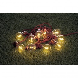 Guirlande ampoule 10 LEDs blanc chaud corde rouge 4,5 m