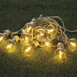 Guirlande ampoule 10 LEDs blanc chaud corde verte 4,5 m