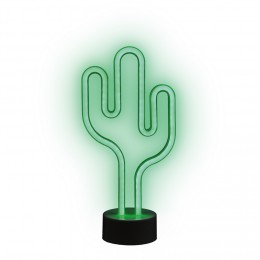 Lampe néon LED forme cactus vert Ø9,5x14,5xH29,5cm