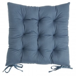 Galette de chaise carrée bleu 38x38cm 100% polyester