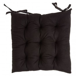 Galette de chaise carrée noir 38x38cm 100% polyester