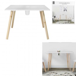 Table en bois Gribouille avec pot à crayon blanc et naturel 60x60xH45,5cm