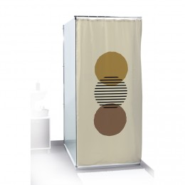 Rideau de douche motif rond marron et brun 180x200cm 100% polyester