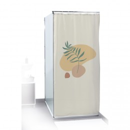 Rideau de douche motif feuille beige et vert 180x200cm 100% polyester