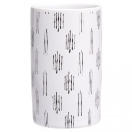 Gobelet céramique céramique blanc et noir motif trait Ø6xH10,5cm