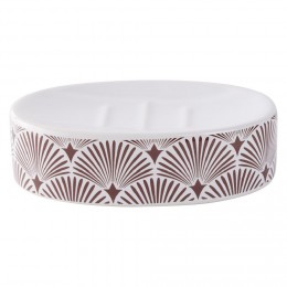 Porte-savon céramique motif vague japonaise blanc et rouge 13x8,5xH3cm