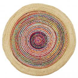 Tapis rond jute et coton cercle multicolore Ø120cm