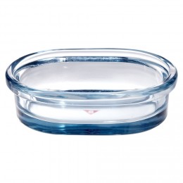 Porte-savon en verre transparent bleu 13,3x9,8xH3,8cm