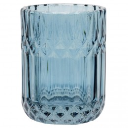 Gobelet en verre effet cristallin bleu Ø8xH10,5cm