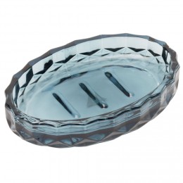 Porte-savon en verre effet cristallin bleu 12x8xH2,5cm