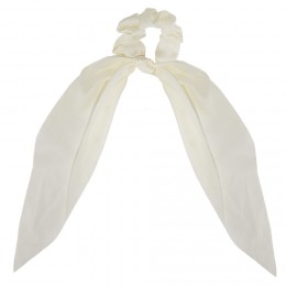 Chouchou ruban long blanc ivoire effet satiné Ø7xL25cm